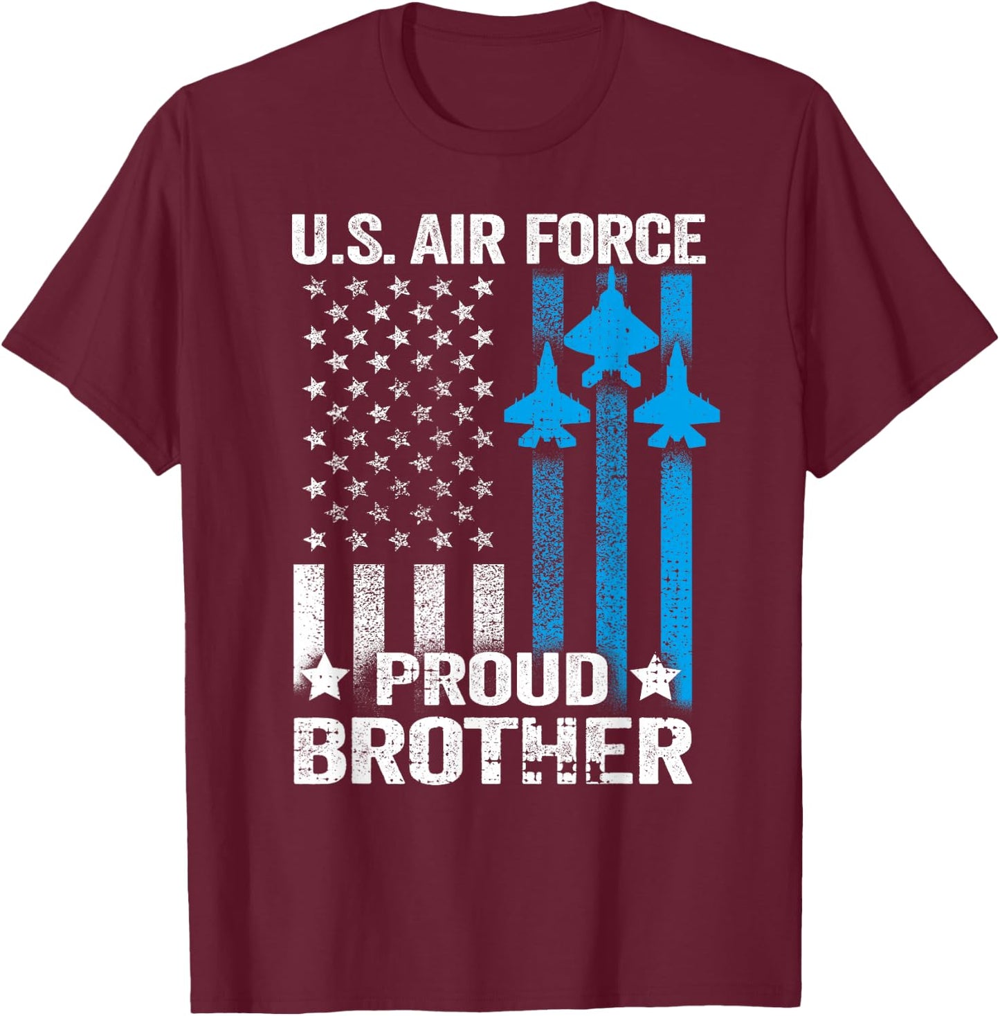 Vintage Proud Brother US Air Force T Shirt - USAF T-Shirt - T-Shirt | Maroon