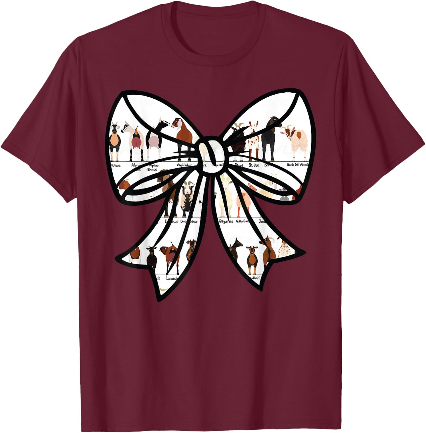 Goat Show Coquette Bow T-Shirt - T-Shirt | Maroon