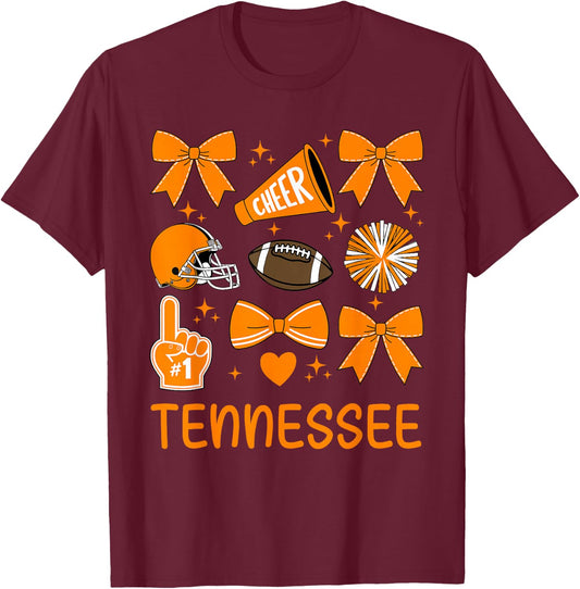 Tennessee Women Toddler Girls Kids Bow Orange For TN Lovers T-Shirt - T-Shirt | Maroon