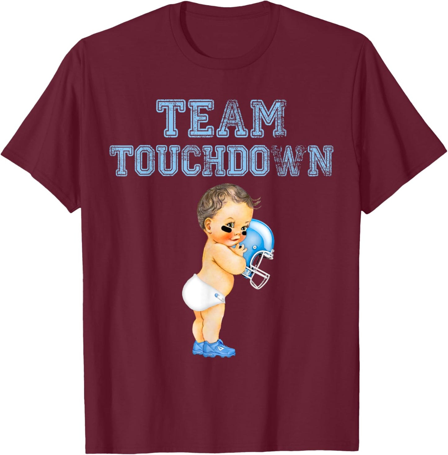 Team Touchdown Boy Shirt Gender Reveal Baby Shower Tutu Gift T-Shirt - T-Shirt | Maroon