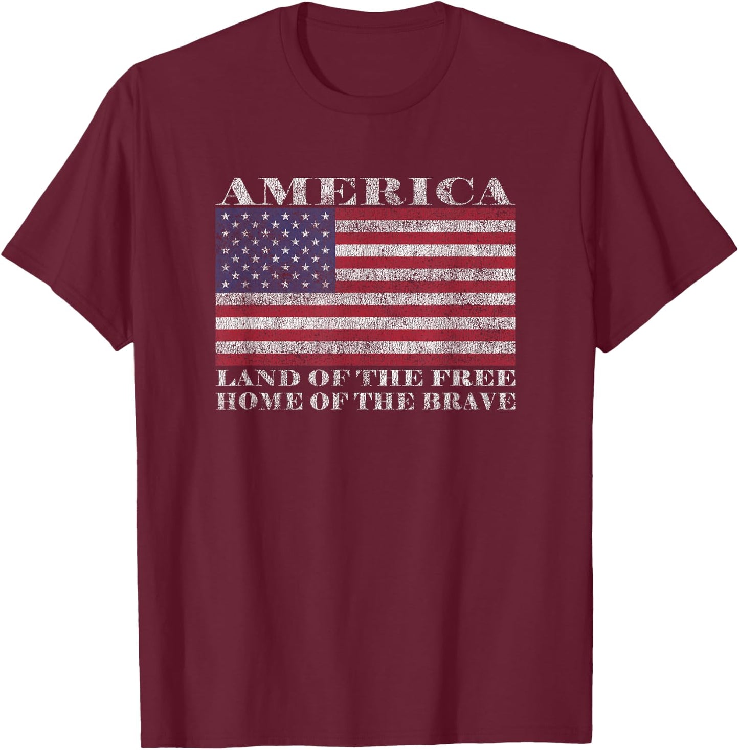 America Land Of The Free Home Of The Brave T-Shirt - T-Shirt | Maroon