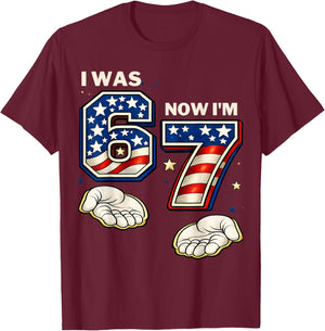 I was 6 Now I'm 7 Birthday 250th Patriotic 4th of July 6 7 T-Shirt - T-Shirt | Maroon