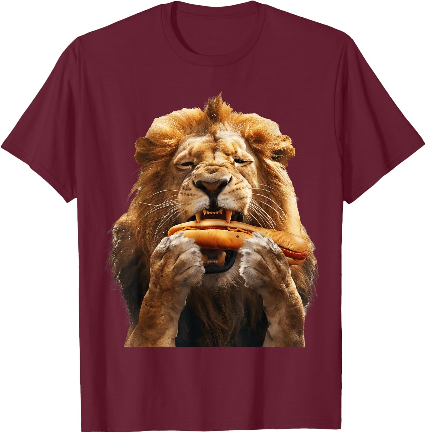 Lion Hotdog T-Shirt - T-Shirt | Maroon