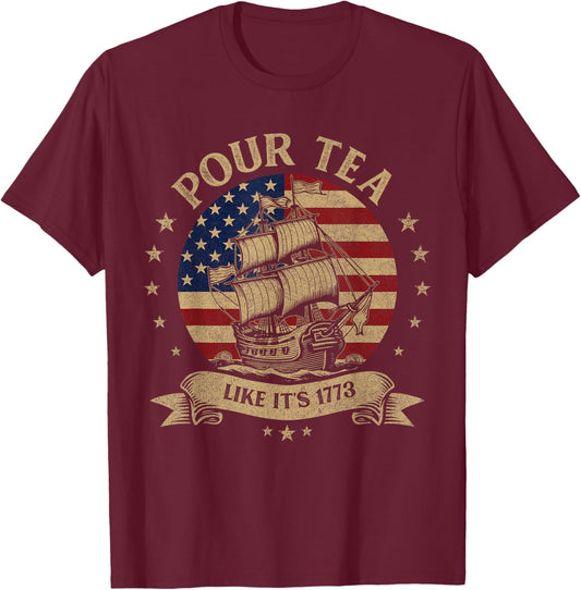 Funny Tea Party Historian US Flag American History Boston T-Shirt - T-Shirt | Maroon