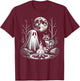 Funny Ghost With Raccoon For Campfire Lovers Halloween Vibes T-Shirt - T-Shirt | Maroon