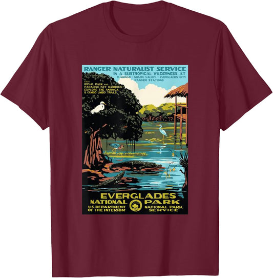 Everglade National Park Vintage Poster T-Shirt - T-Shirt | Maroon