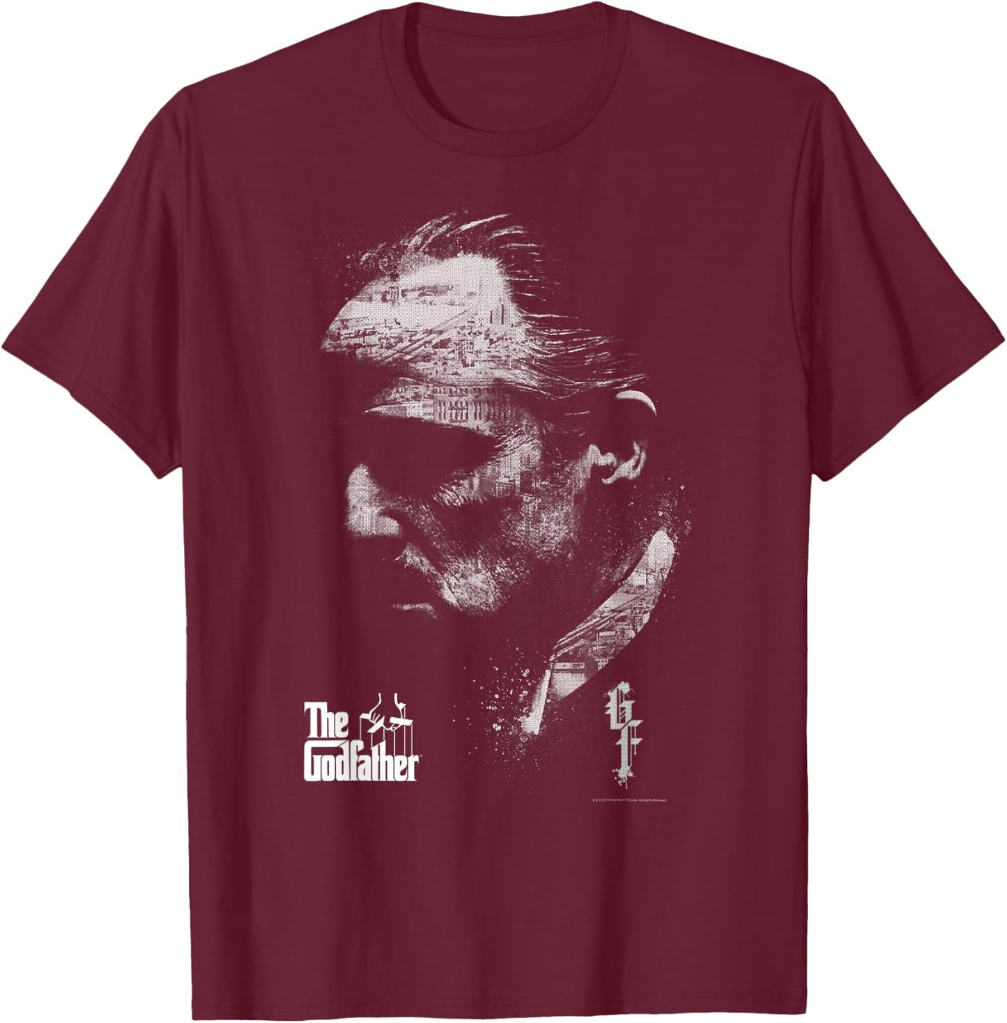 The Godfather Don Vito Corleone Profile Portrait T-Shirt - T-Shirt | Maroon