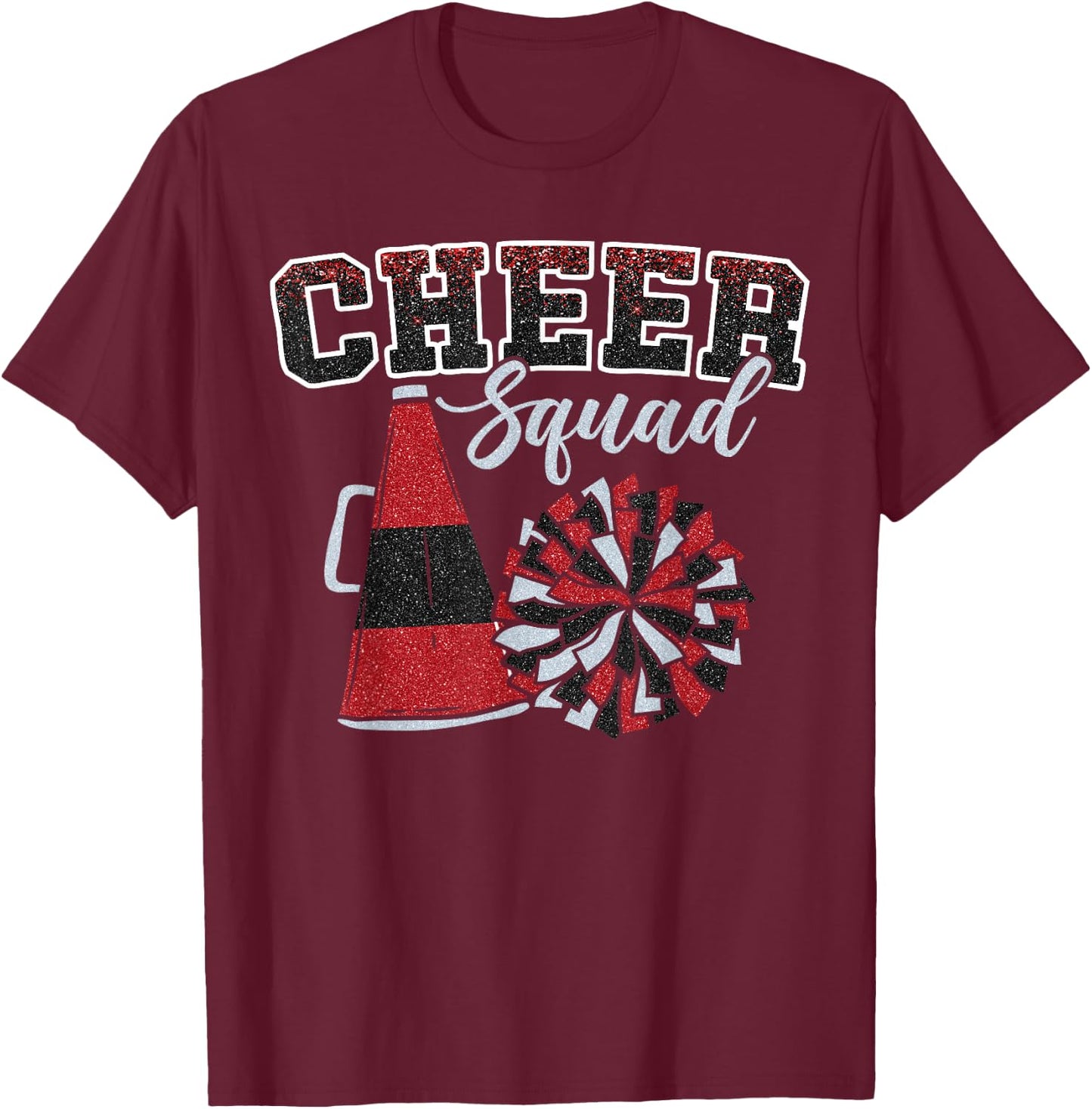 Cheer Squad Funny Cheerleader Cheerleading Red Women Girl T-Shirt - T-Shirt | Maroon