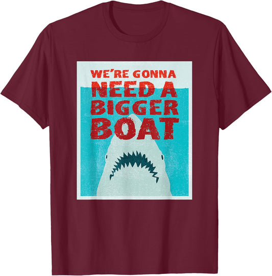 We're Going to Need a Bigger Boat - Illustrated Shark Shirt T-Shirt - T-Shirt | Maroon