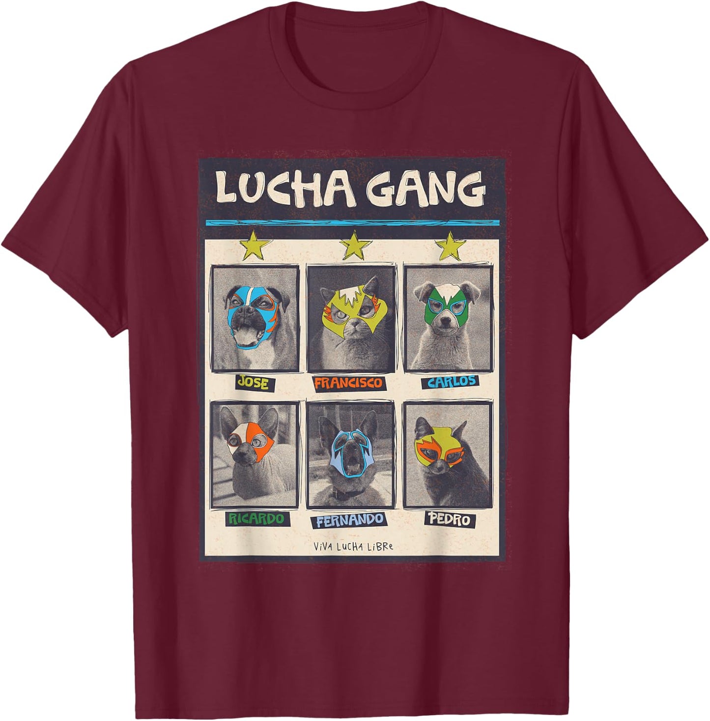 Lucha Libre Mexico Puppy Wrestling Mask Luchador Birthday T-Shirt - T-Shirt | Maroon