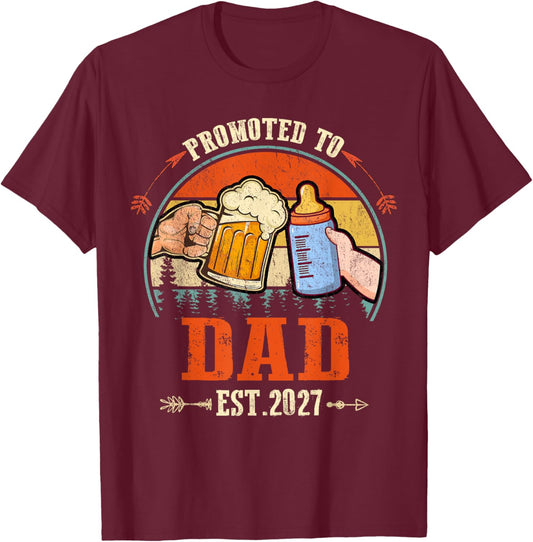 Promoted to Dad 2027 Funny Shirt for new Dad T-Shirt - T-Shirt | Maroon