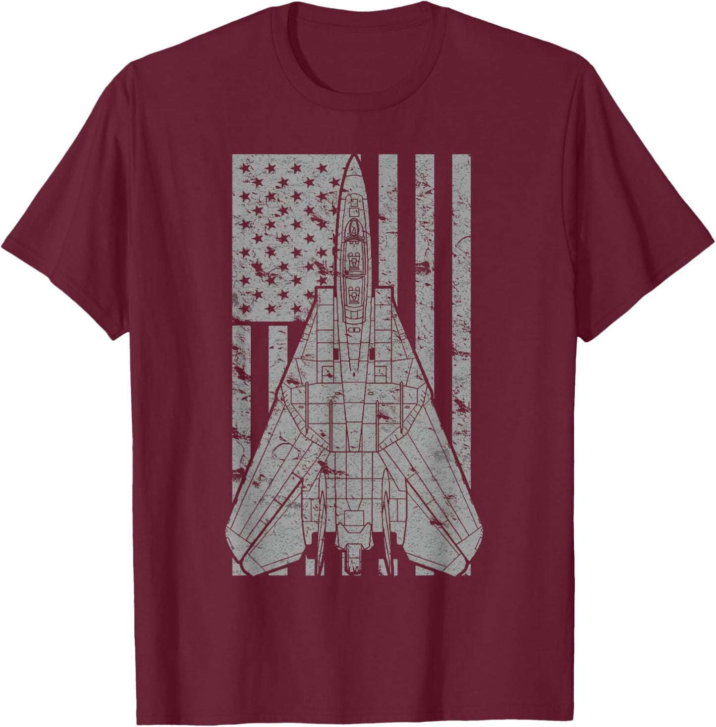 F-14 Tomcat Jet Fighter Vintage American Flag T-Shirt - T-Shirt | Maroon