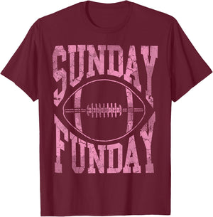 Cute Sunday Funday Football Women Girls T-Shirt - T-Shirt | Maroon