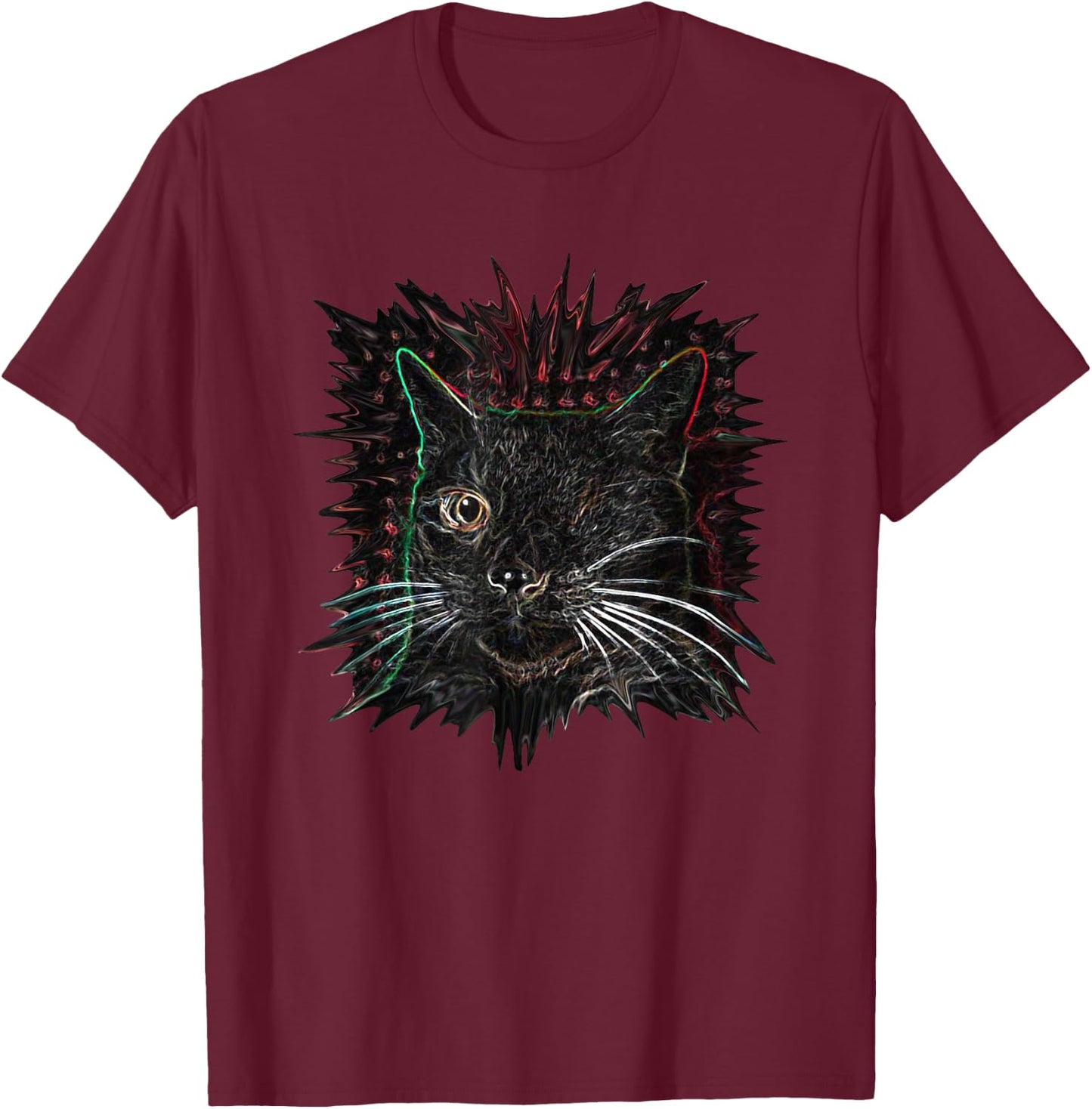 Funny One Eyed Cat Women T-Shirt - T-Shirt | Maroon