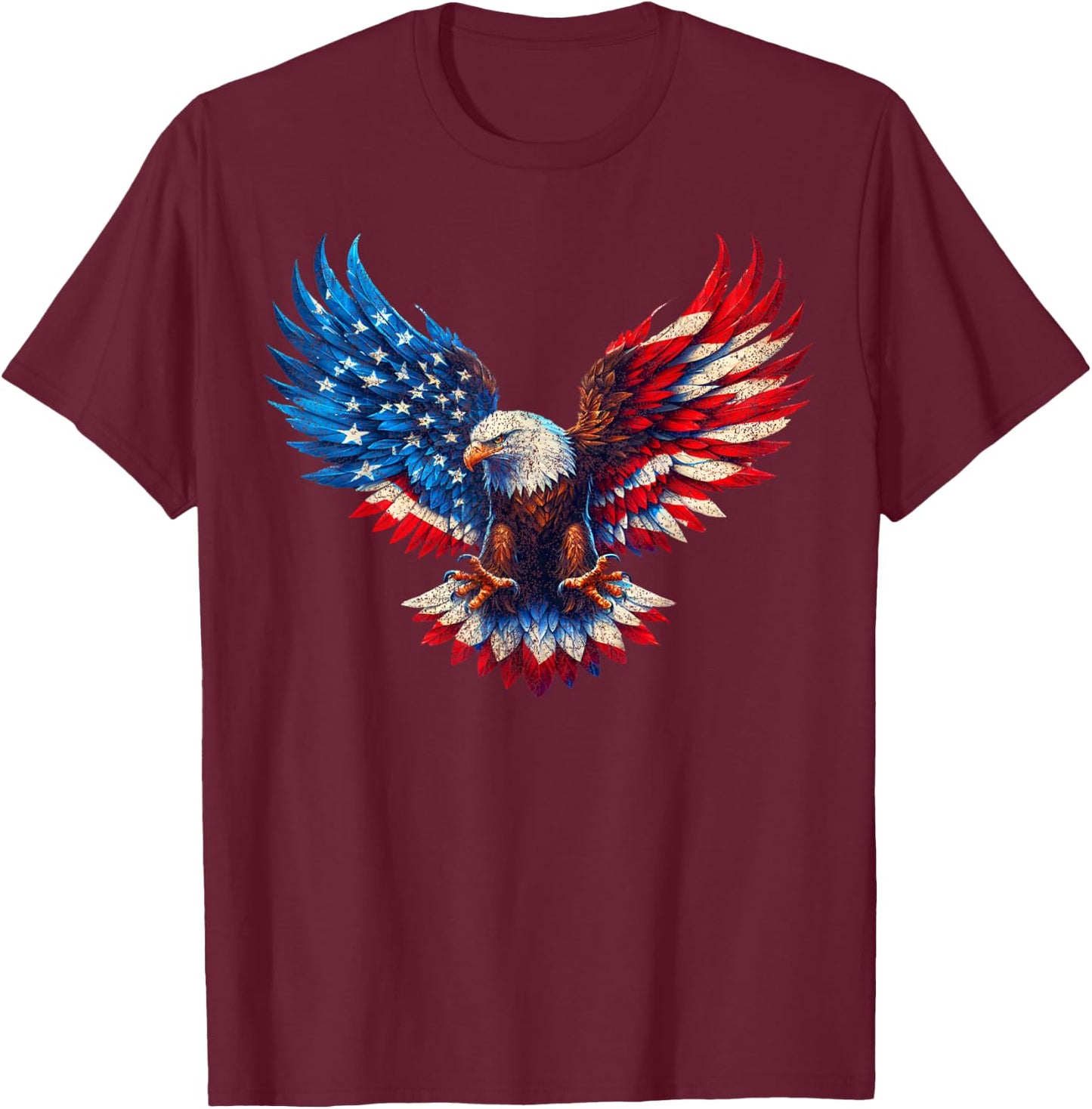 American Flag Bald Eagle Patriotic Eagle 4th of July USA T-Shirt - T-Shirt | Maroon