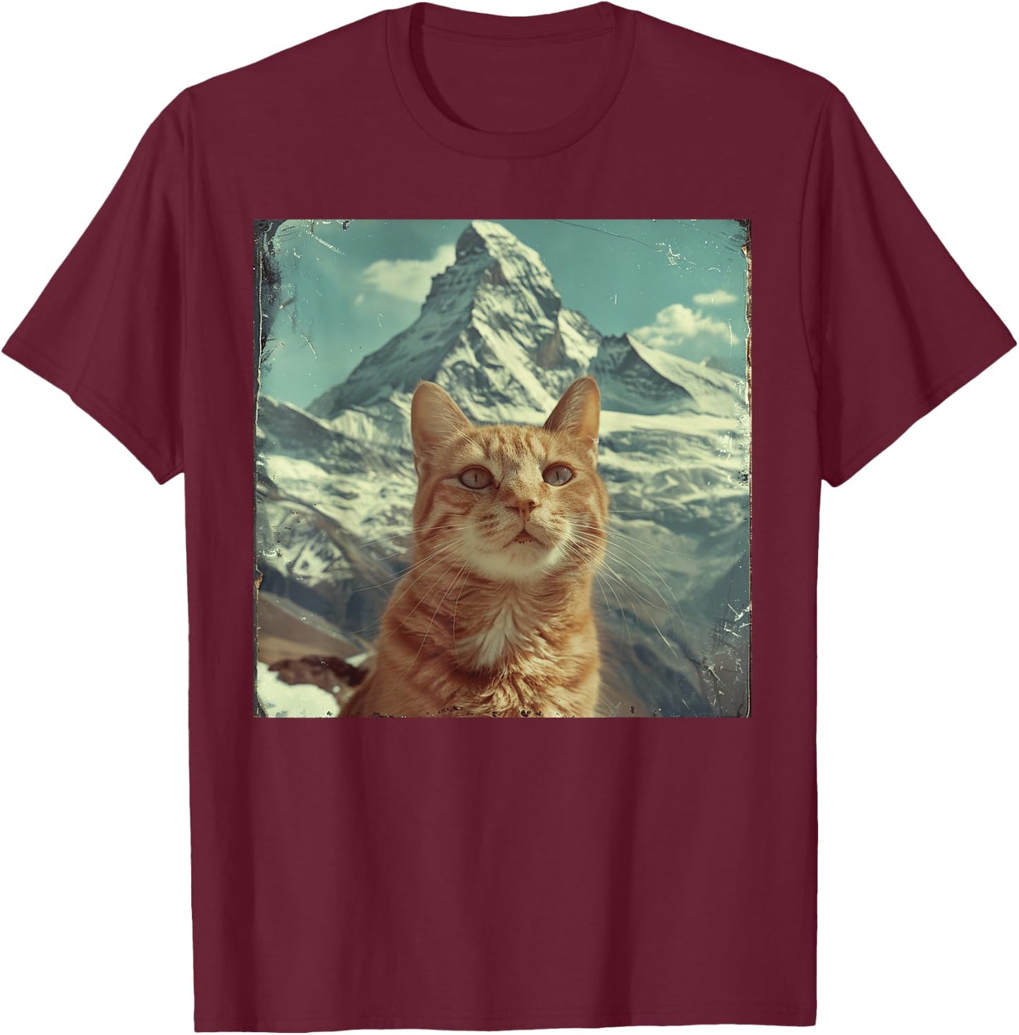 Mountain Lover Kitten Mt. Everest Hiker Cute Cat Women Kids T-Shirt - T-Shirt | Maroon