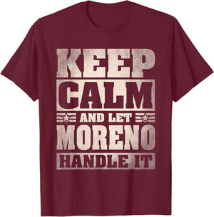 Moreno Name Shirt Personalized Moreno Last Name T-Shirt - T-Shirt | Maroon