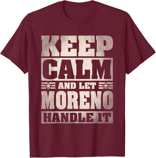 Moreno Name Shirt Personalized Moreno Last Name T-Shirt - T-Shirt | Maroon