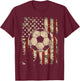 Vintage American Flag Soccer Ball Patriotic Football T-Shirt - T-Shirt | Maroon