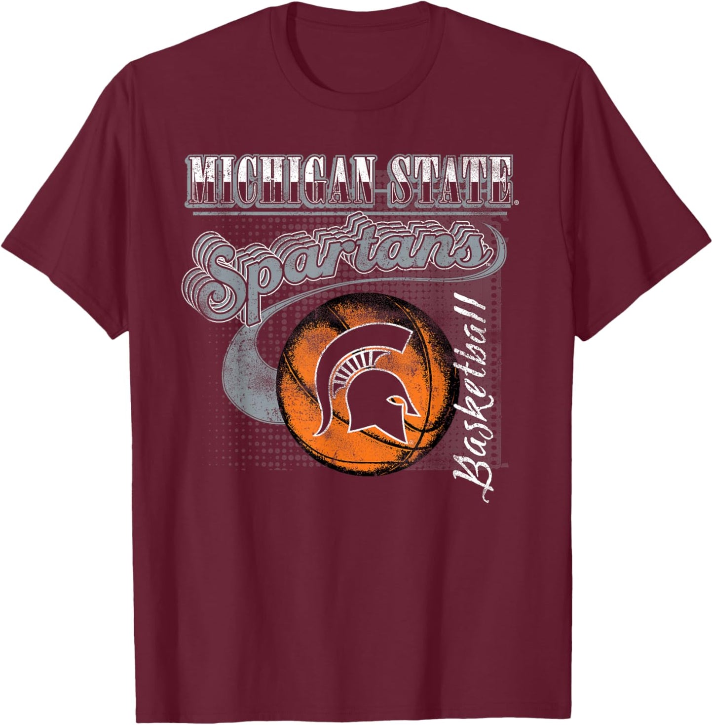 Michigan State Spartans Basketball Retro Green T-Shirt - T-Shirt | Maroon