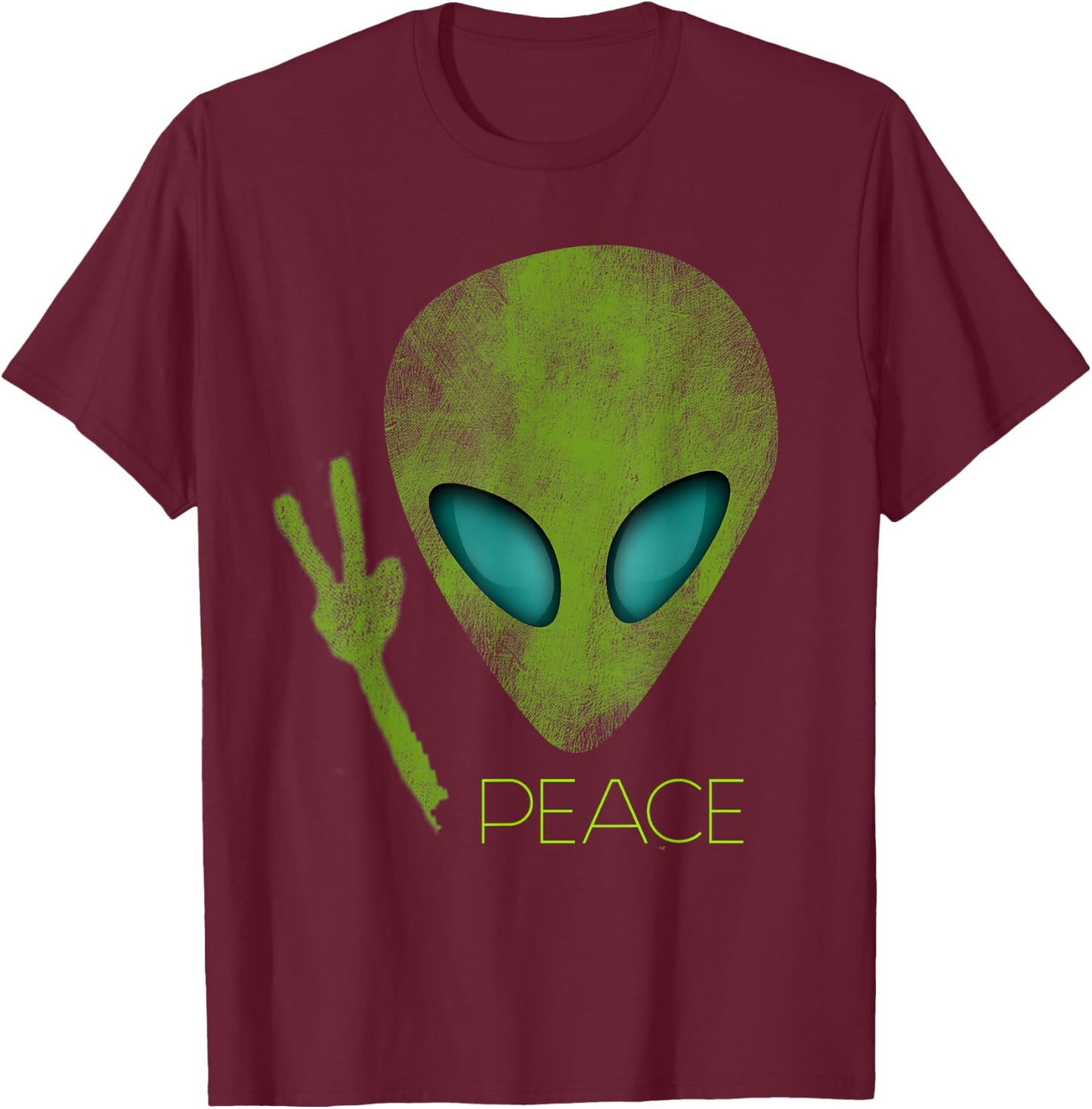 Alien Peace Cool Funny Cute UFO Lover Birthday Gift Small T-Shirt - T-Shirt | Maroon