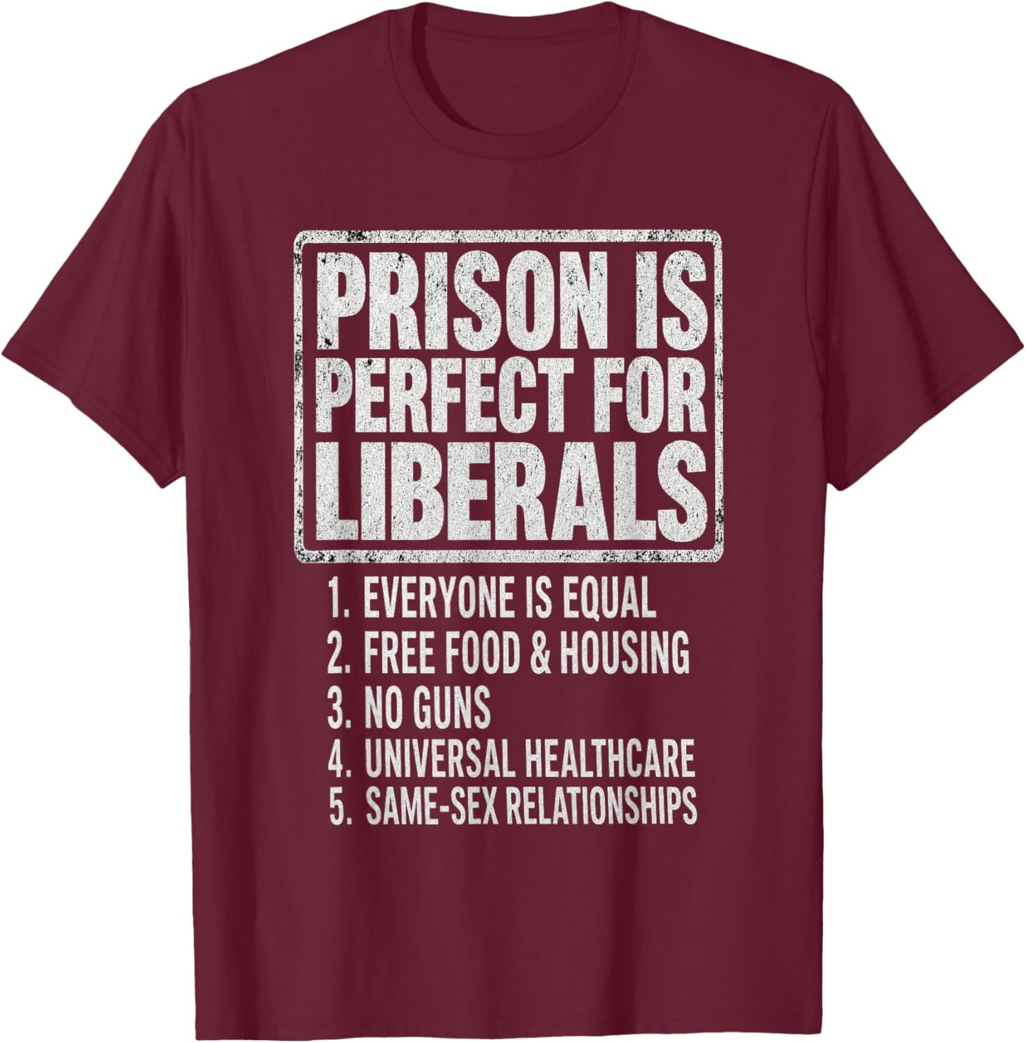 Vintage Prison is Perfect for Liberals Anti Liberal Quote T-Shirt - T-Shirt | Maroon