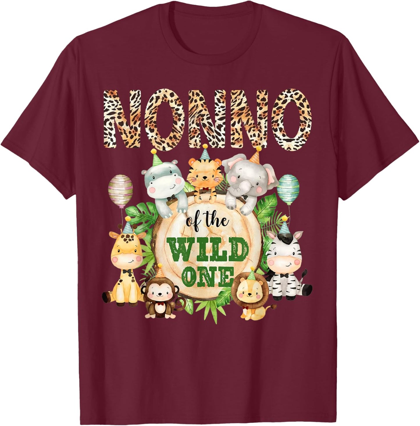 Nonno Of The Wild One 1st Birthday Safari Family Matching T-Shirt - T-Shirt | Maroon