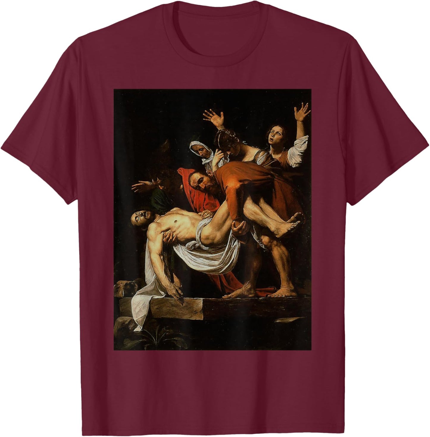 Caravaggio's The Entombment of Christ T-Shirt - T-Shirt | Maroon