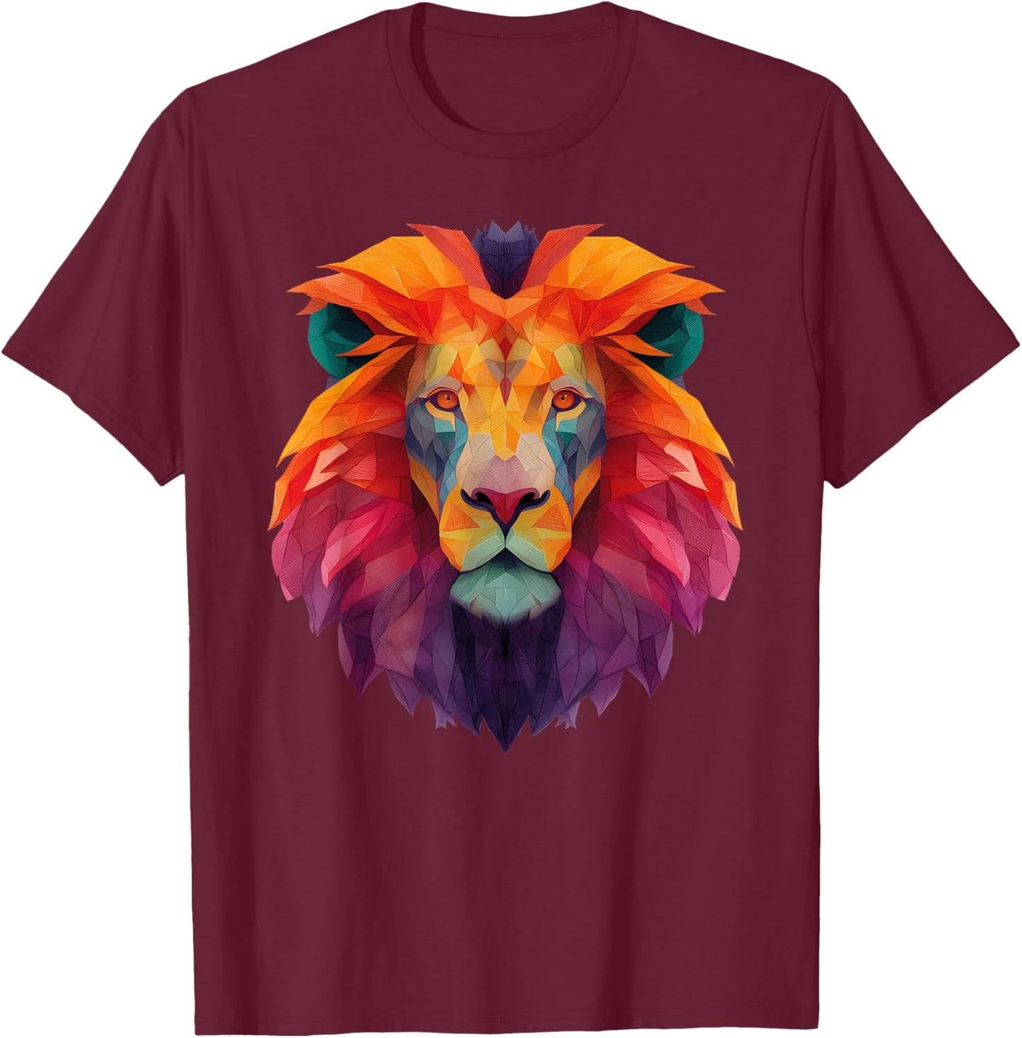 Lion Colorful Graphic T-Shirt - T-Shirt | Maroon