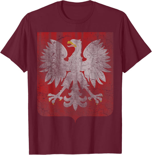 Vintage Poland Coat of Arms Polska Polish Men Women Kids T-Shirt - T-Shirt | Maroon