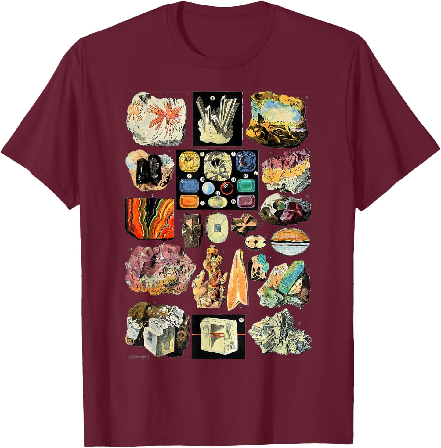 Minerals Gemstones and Crystals Rock Collecting Geology T-Shirt - T-Shirt | Maroon
