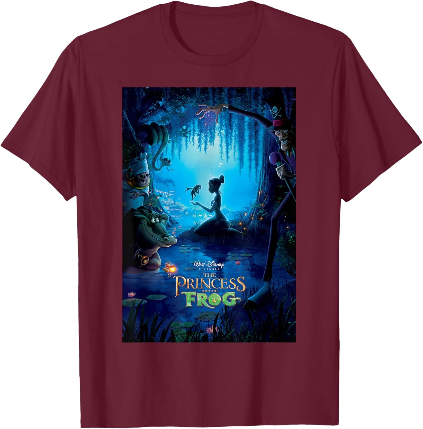 Disney Princess and The Frog Classic Poster T-Shirt - T-Shirt | Maroon