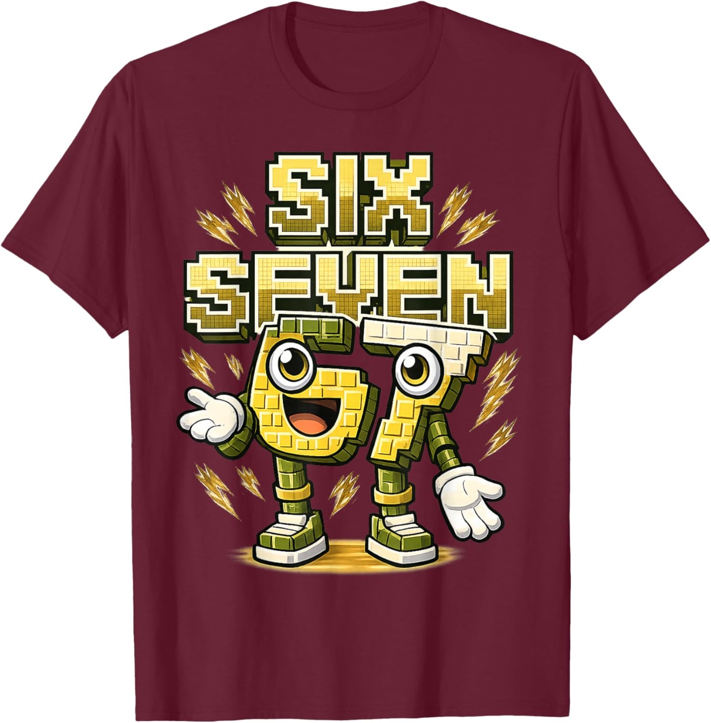 I was 6 Now I'm Six 7 Seven Years Brainrot Birthday T-Shirt - T-Shirt | Maroon