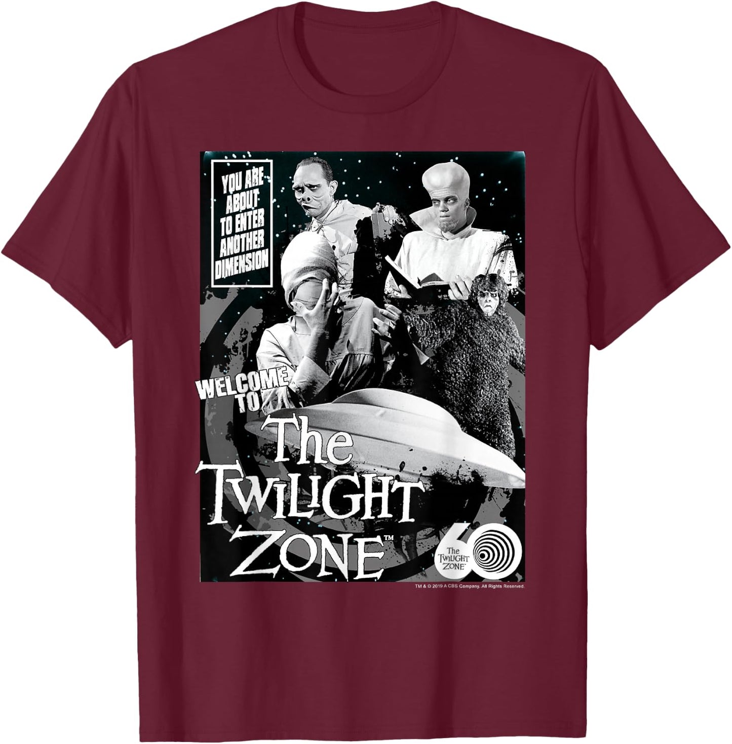 The Twilight Zone 60th Anniversary Enter Another Dimension T-Shirt - T-Shirt | Maroon