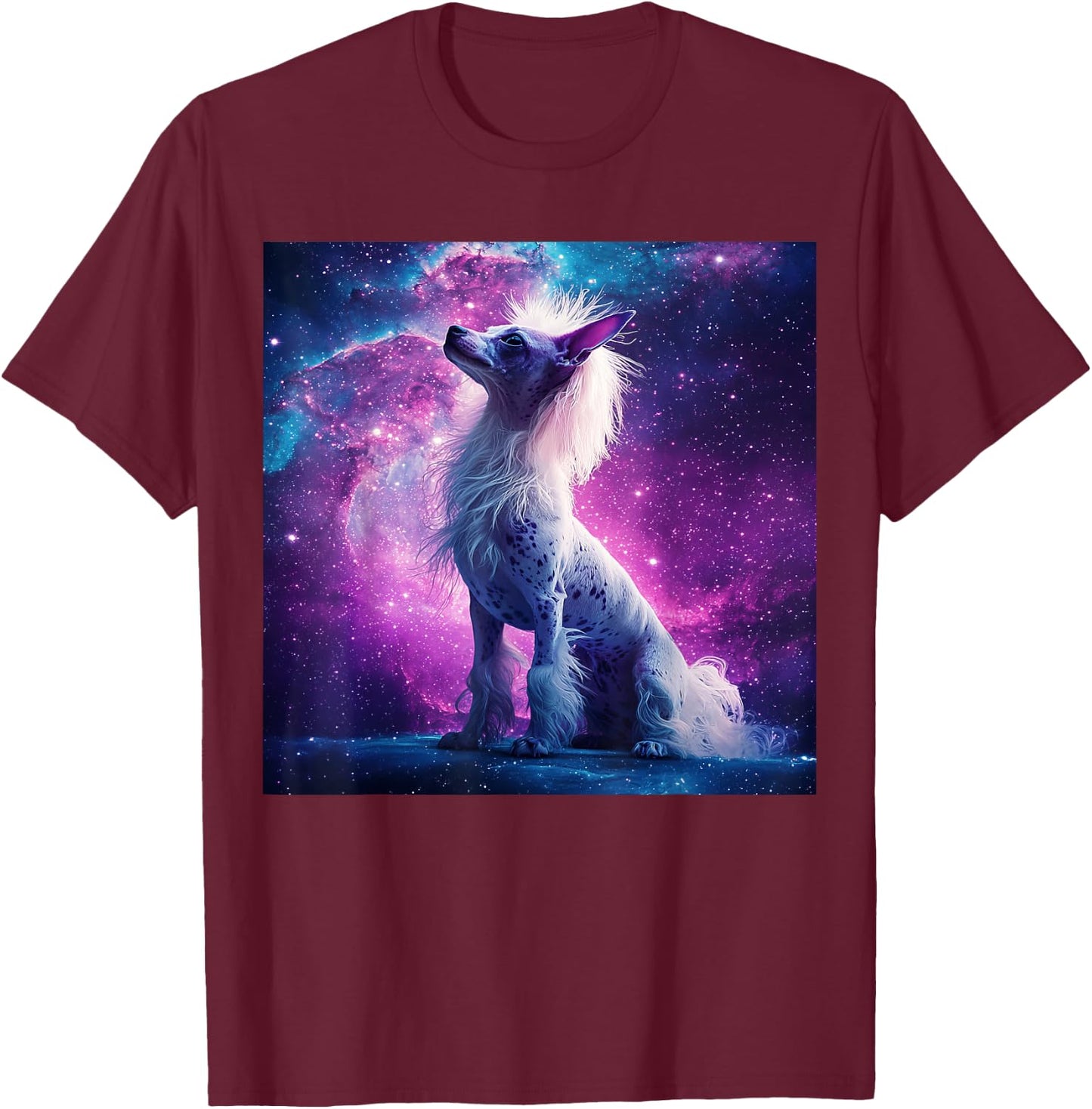 Chinese Crested Dog Magical Galaxy T-Shirt - T-Shirt | Maroon