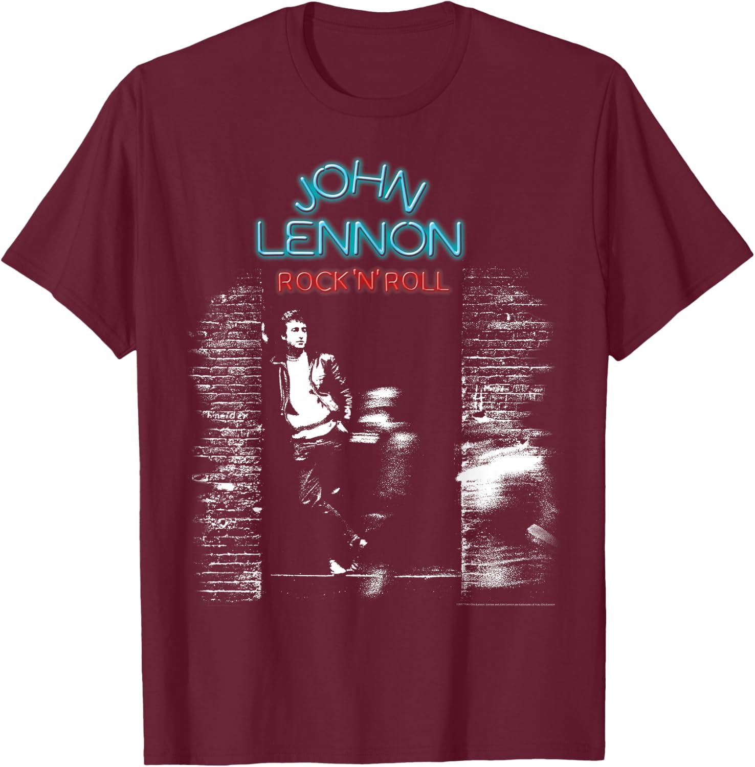 John Lennon - Rock 'n' Roll Small T-Shirt - T-Shirt | Maroon
