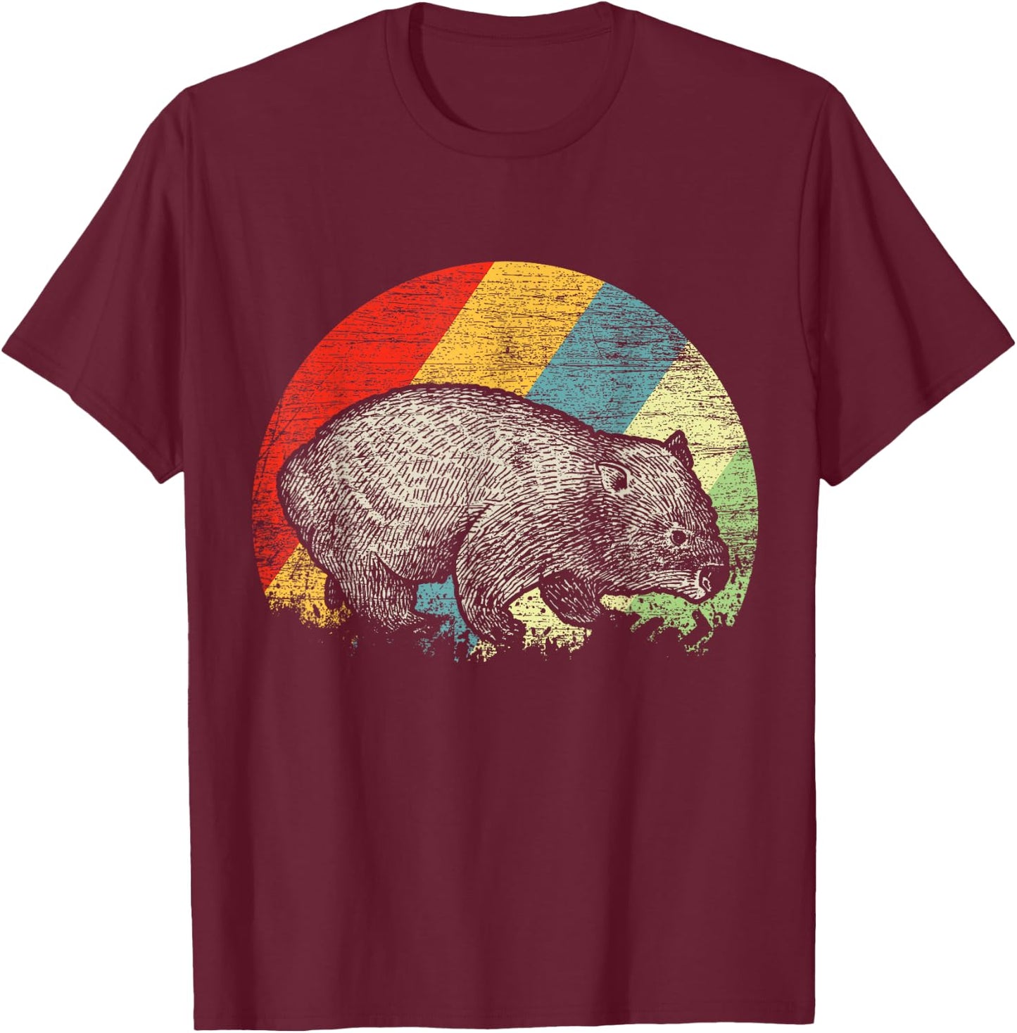 Retro Wombat T-Shirt - T-Shirt | Maroon