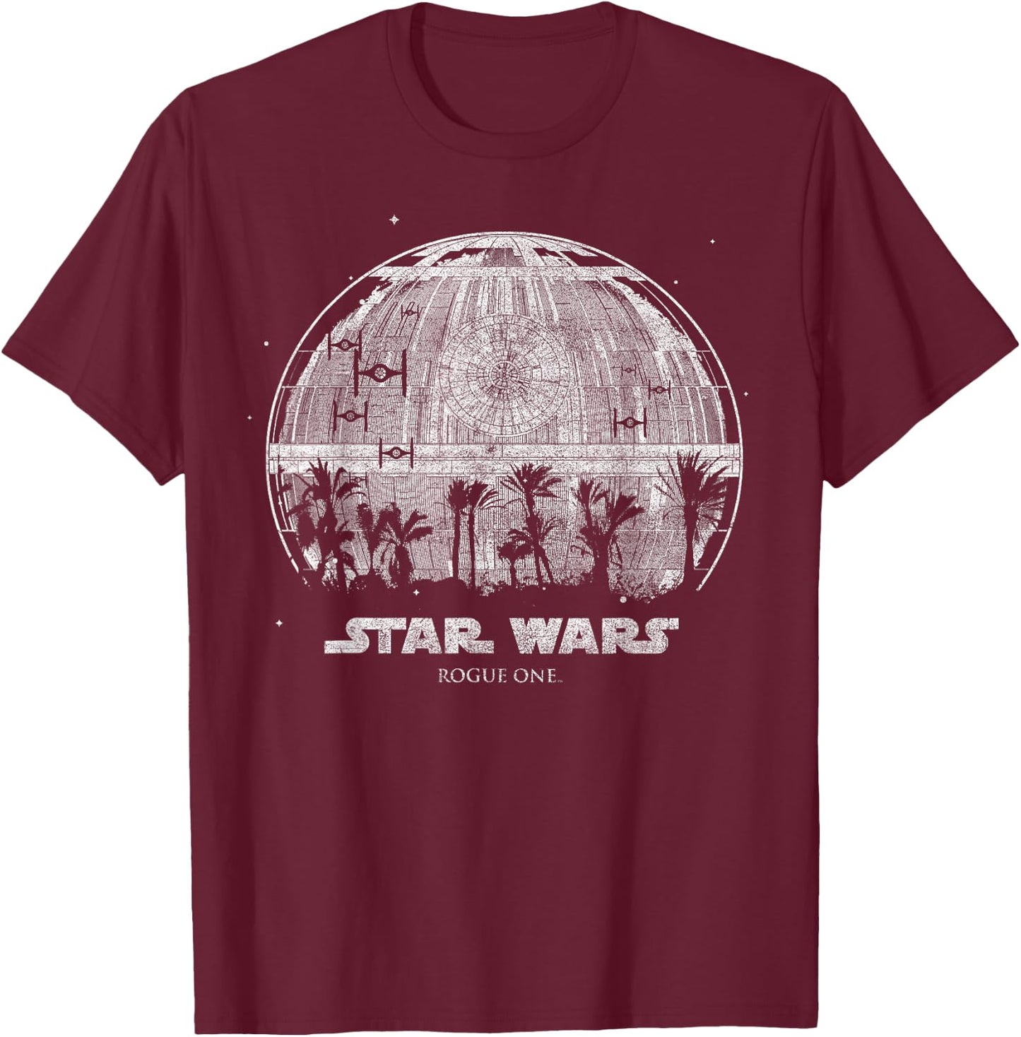 Star Wars Rogue One Palm Tree Death Star Graphic T-Shirt - T-Shirt | Maroon