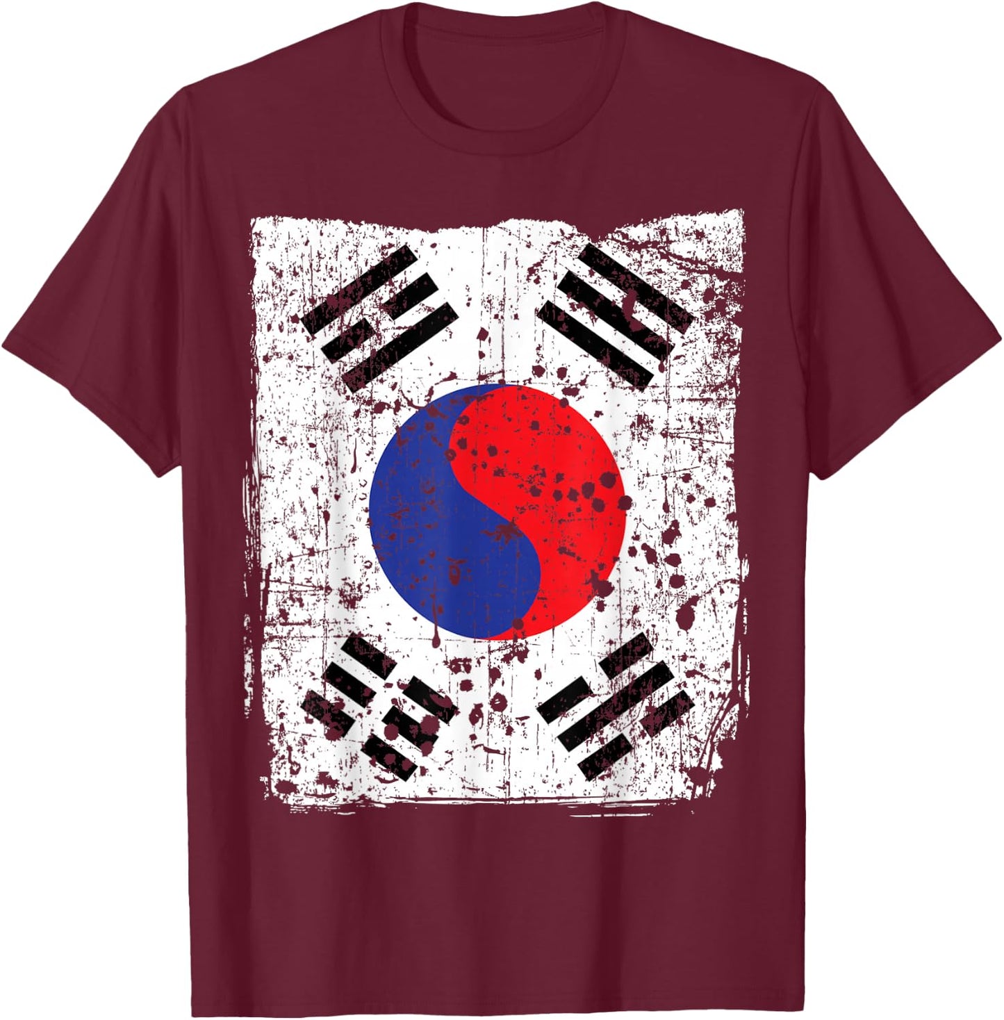 Faded Korean Flag, Distressed Flag of Korea T-Shirt - T-Shirt | Maroon