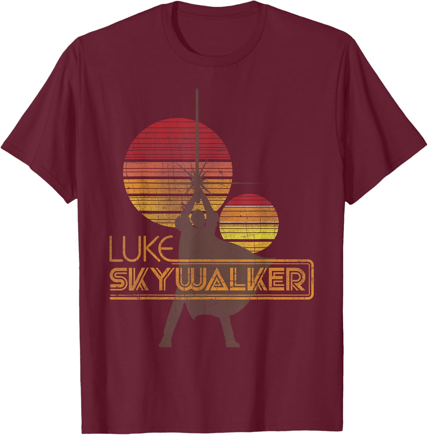 Star Wars Retro Luke Skywalker Silhouette Suns T-Shirt - T-Shirt | Maroon