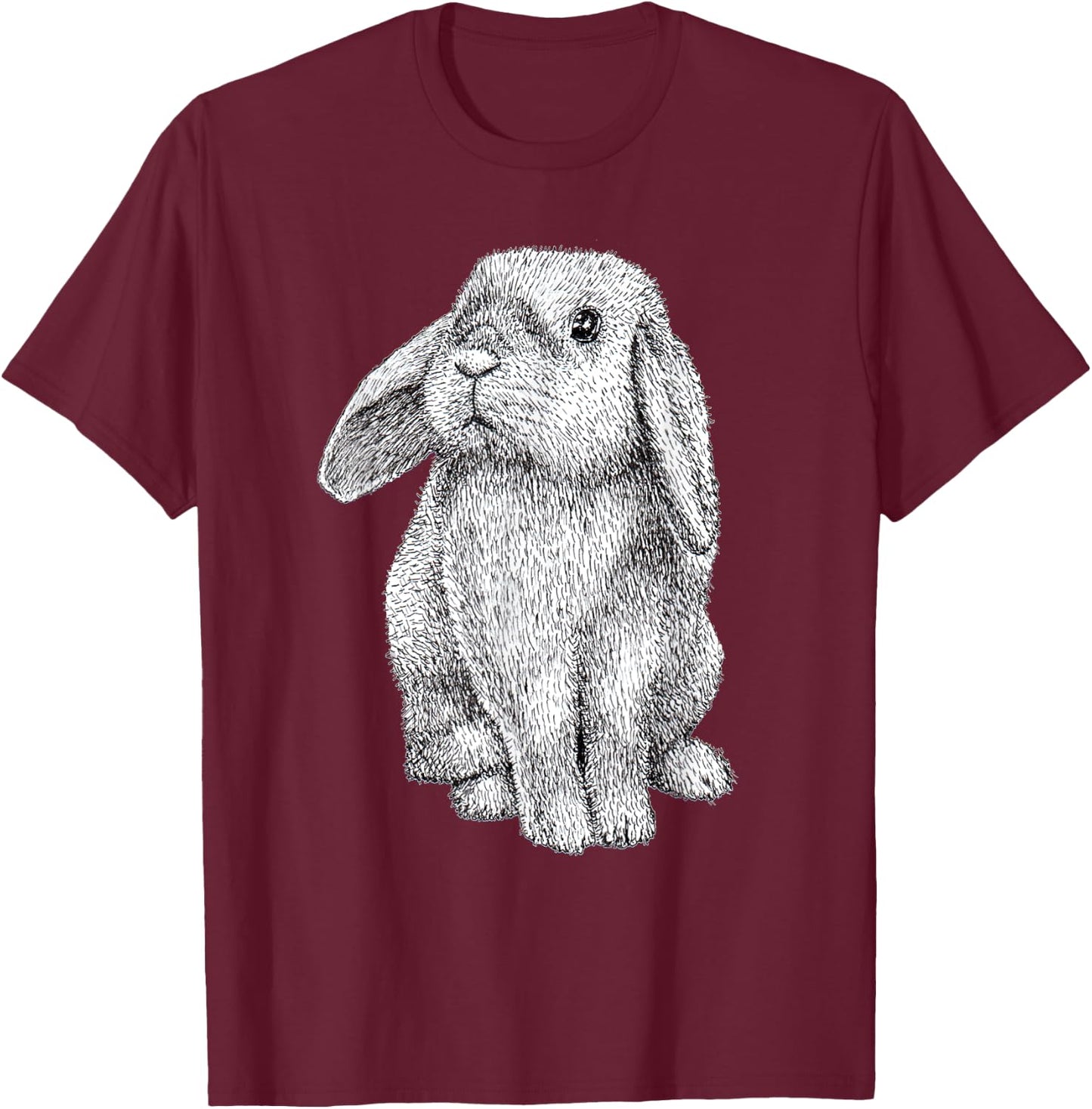Lop Eared Bunny Rabbit Cute T-Shirt - T-Shirt | Maroon