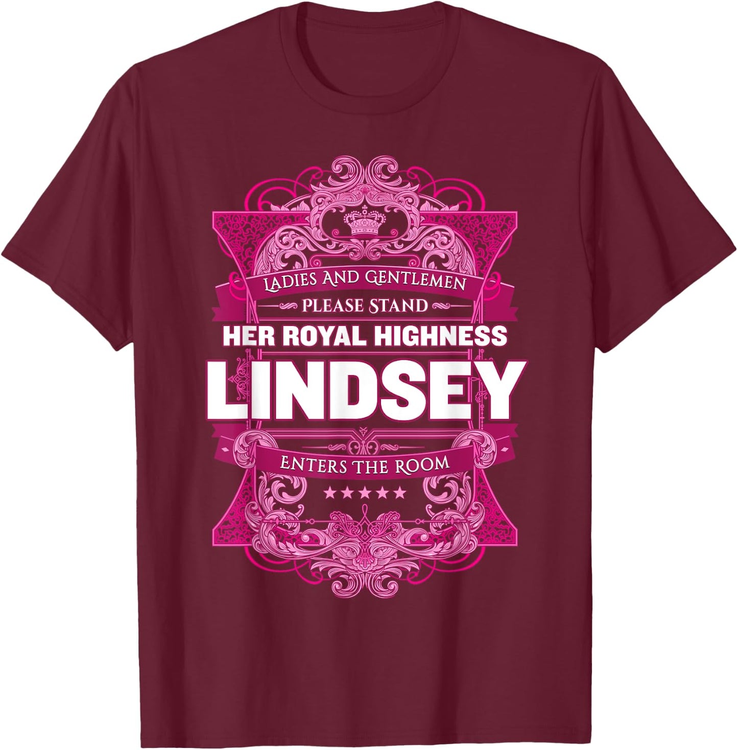 Lindsey First Name T-Shirt - T-Shirt | Maroon