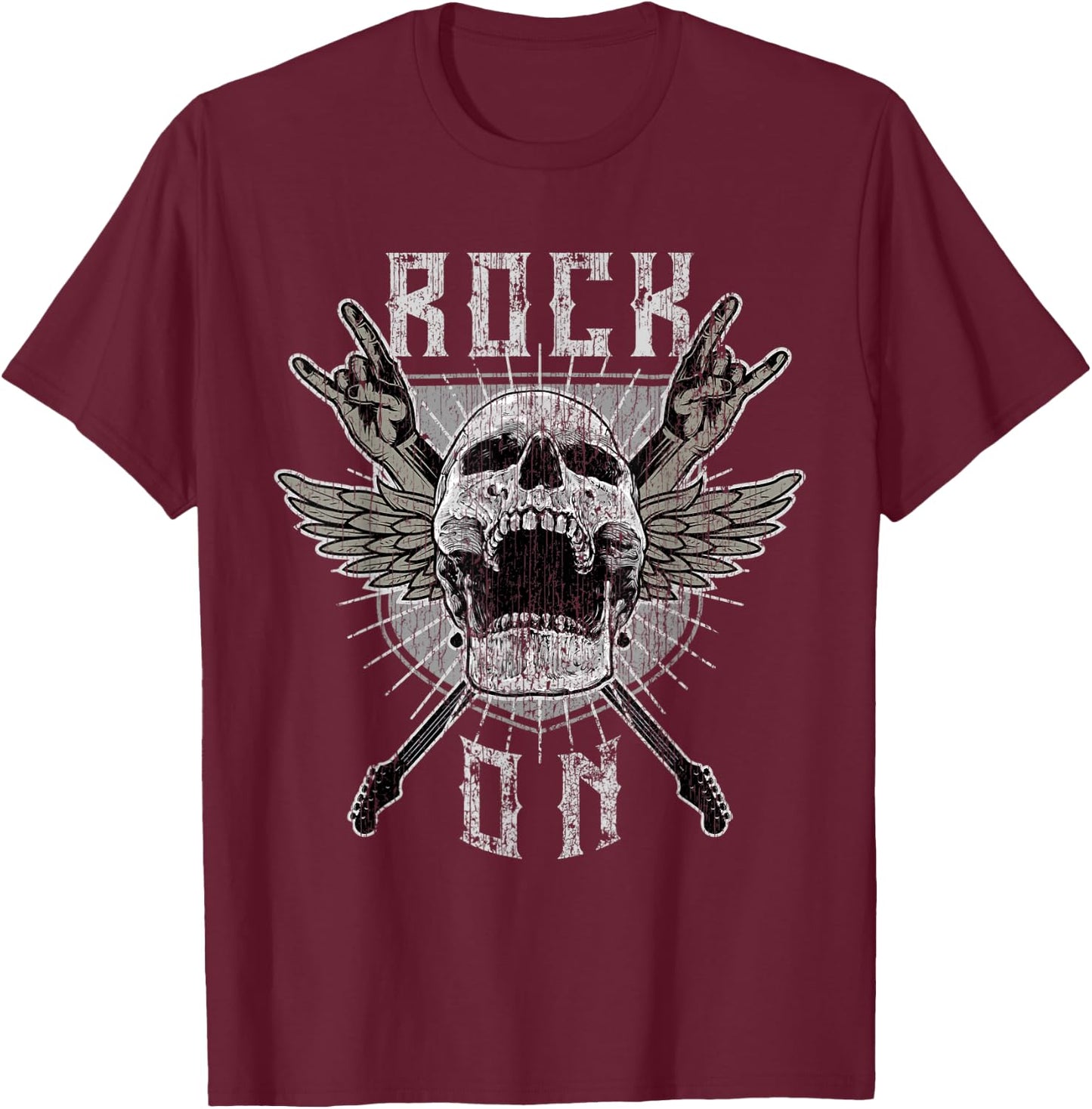 Rock On Rock and Roll Concert Gift Heavy Metal Music T-Shirt - T-Shirt | Maroon