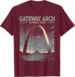 Gateway Arch National Park Traveling Exploring Nature Lover T-Shirt - T-Shirt | Maroon