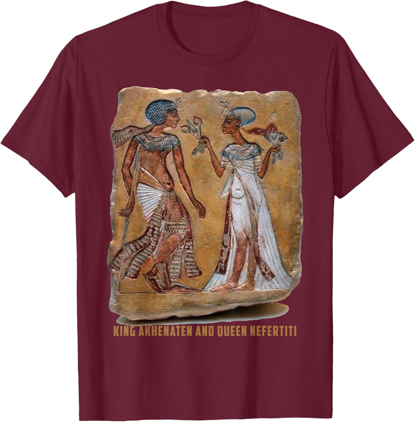 King Akhenaten and Queen Nefertiti Old Egyptian gift T-Shirt - T-Shirt | Maroon