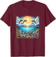 90s Dolphin, Aloha Hawaiian Dolphins, Colorful Beach T-Shirt - T-Shirt | Maroon