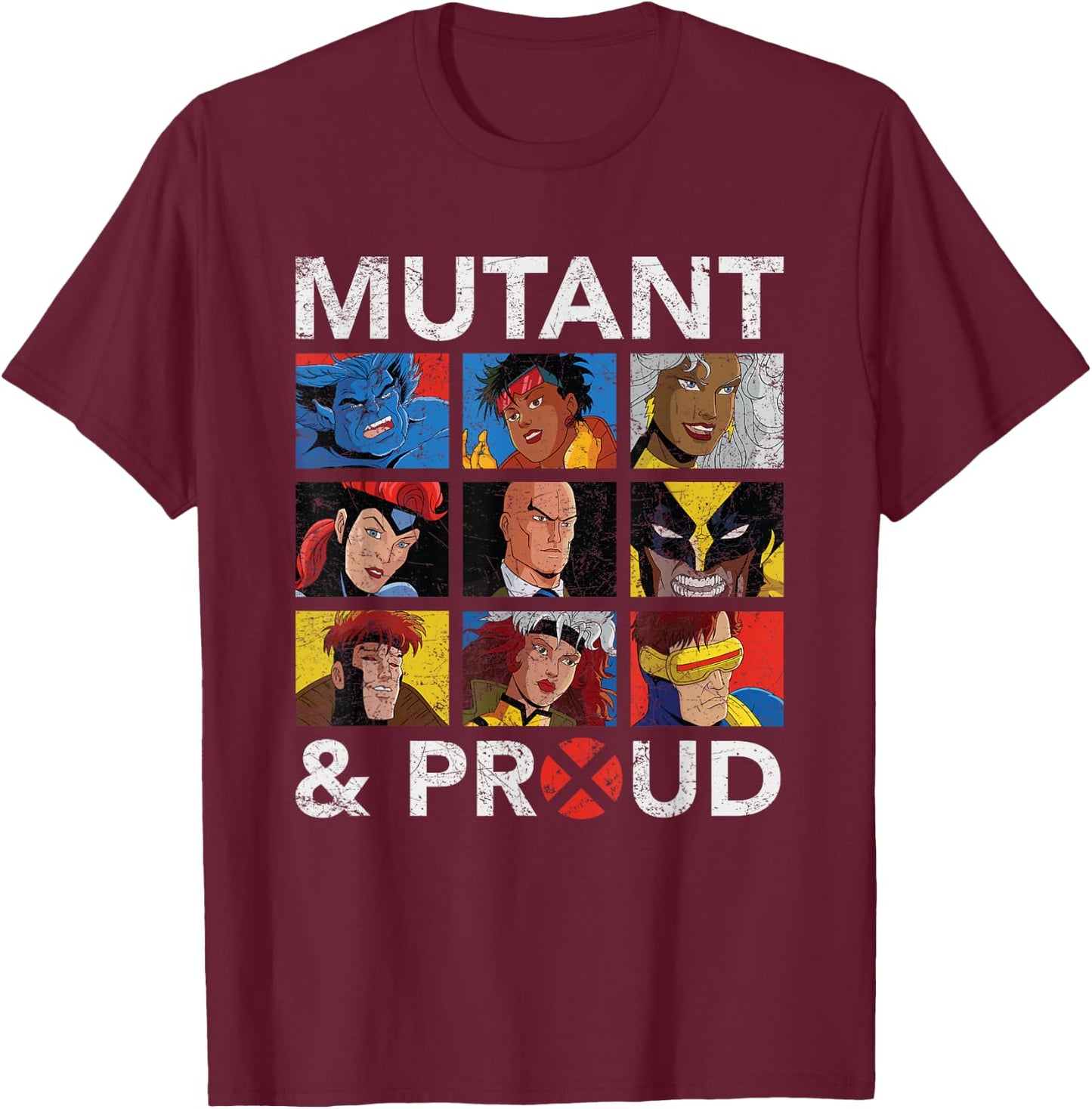 Marvel X-Men Mutant & Proud Retro T-Shirt - T-Shirt | Maroon