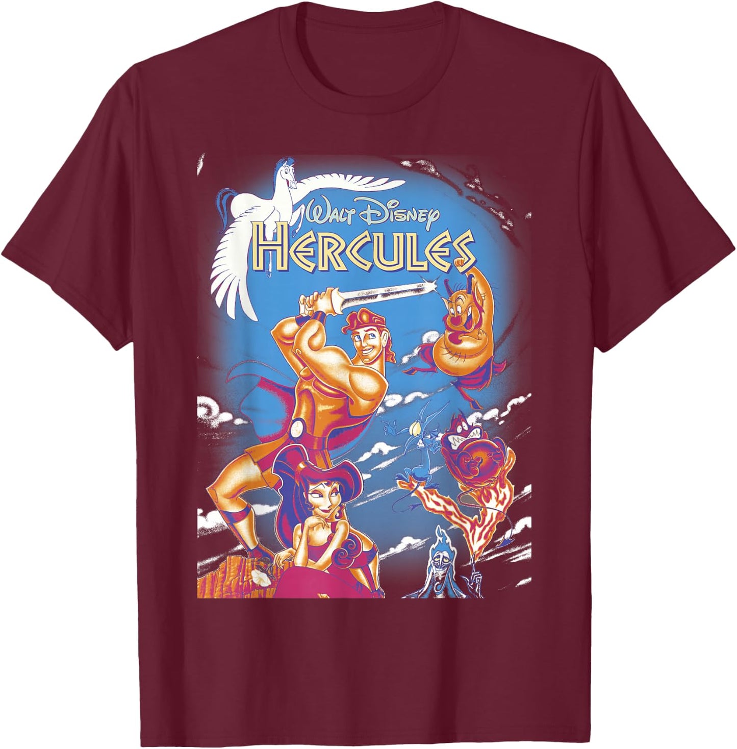 Disney Hercules Main Cast Movie Cover Graphic T-Shirt - T-Shirt | Maroon
