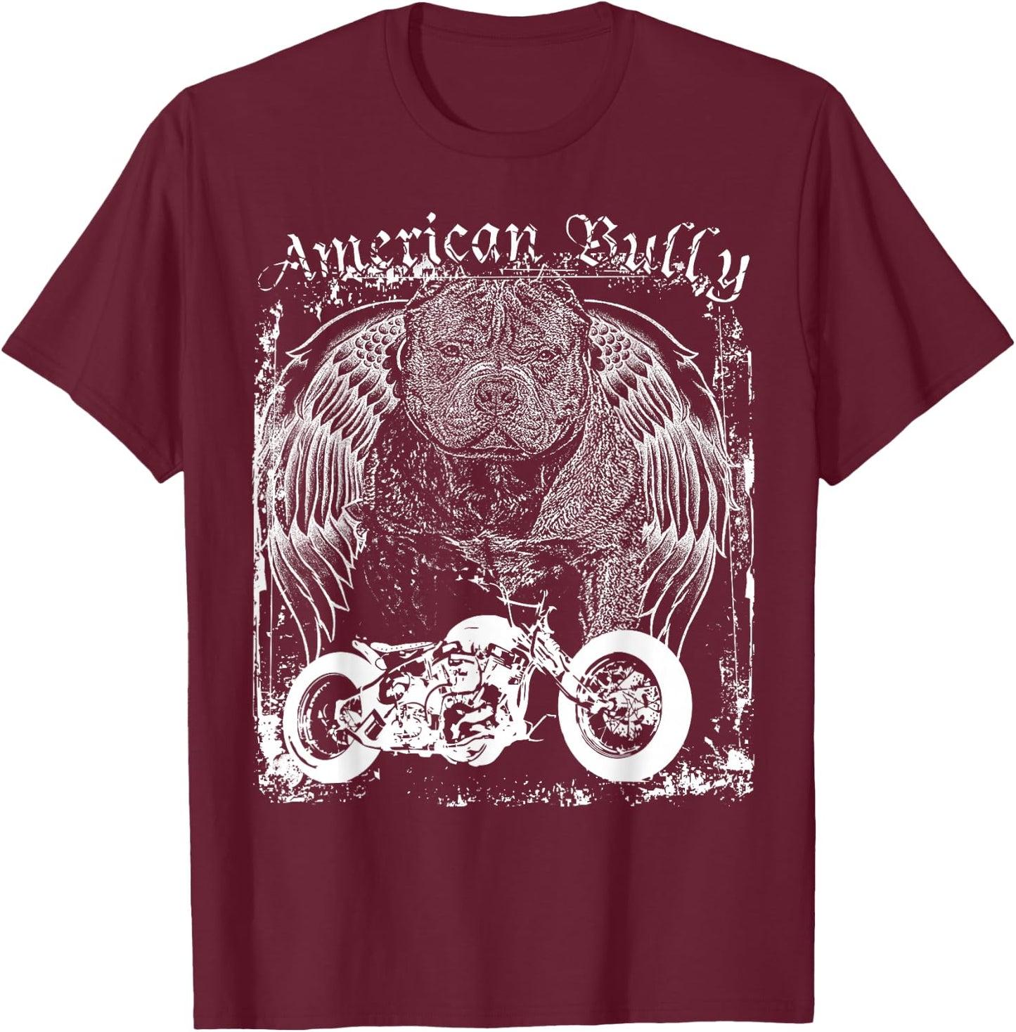 Americana American Bully Breed Motorcycle bobber t shirt T-Shirt - T-Shirt | Maroon