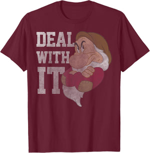 Disney Snow White Grumpy Deal With It Portrait T-Shirt - T-Shirt | Maroon